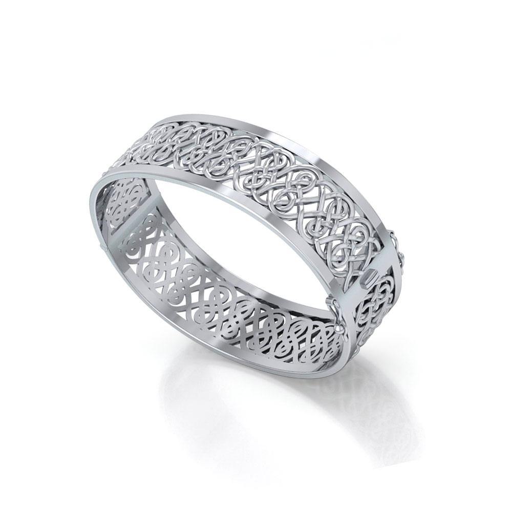 Large Silver Hollow Celtic Knot Bangle with open lock TBA216 - Jewelry