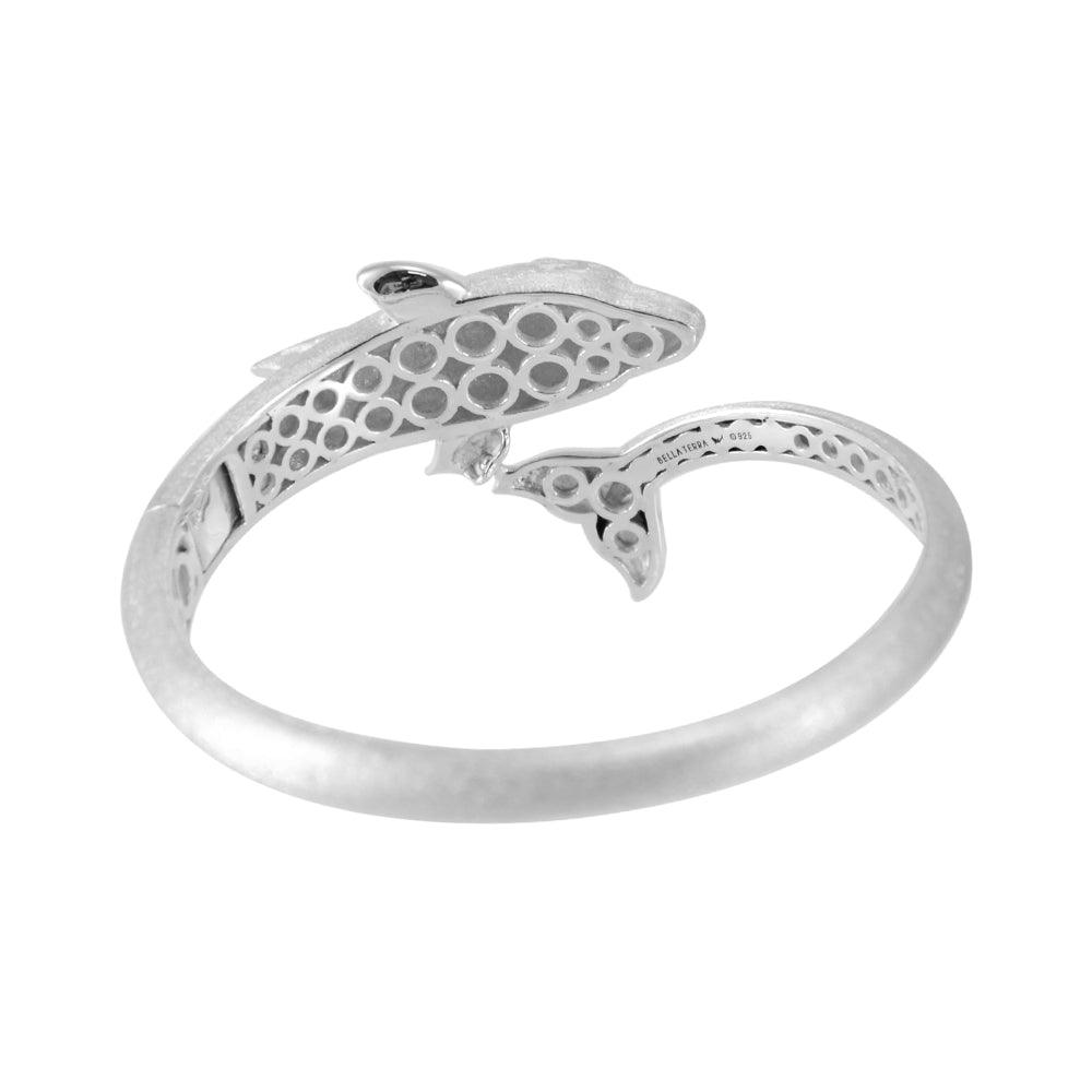 Dolphins Sterling Silver Cuff Bracelet with Locking System TBA274 - Jewelry