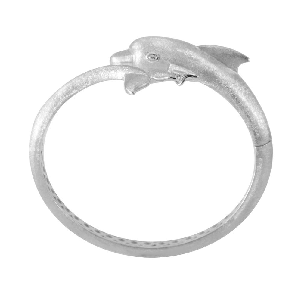 Dolphins Sterling Silver Cuff Bracelet with Locking System TBA274 - Jewelry