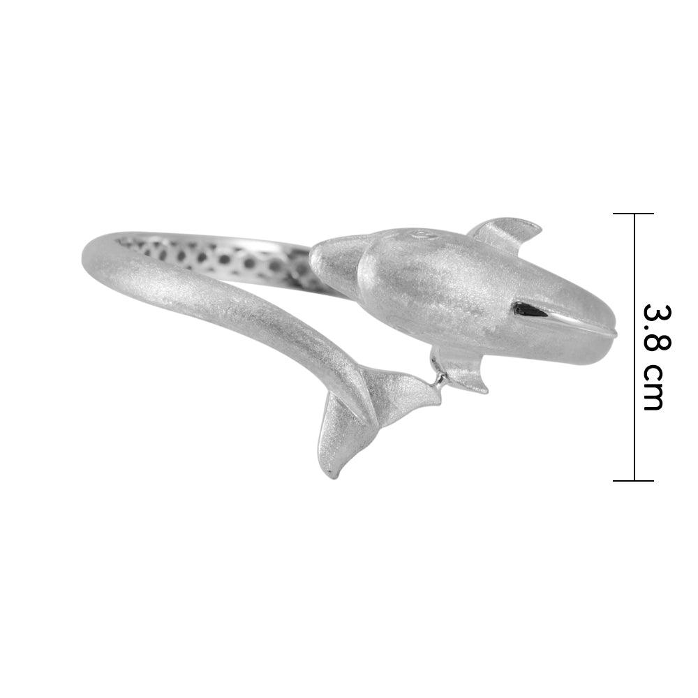 Dolphins Sterling Silver Cuff Bracelet with Locking System TBA274 - Jewelry