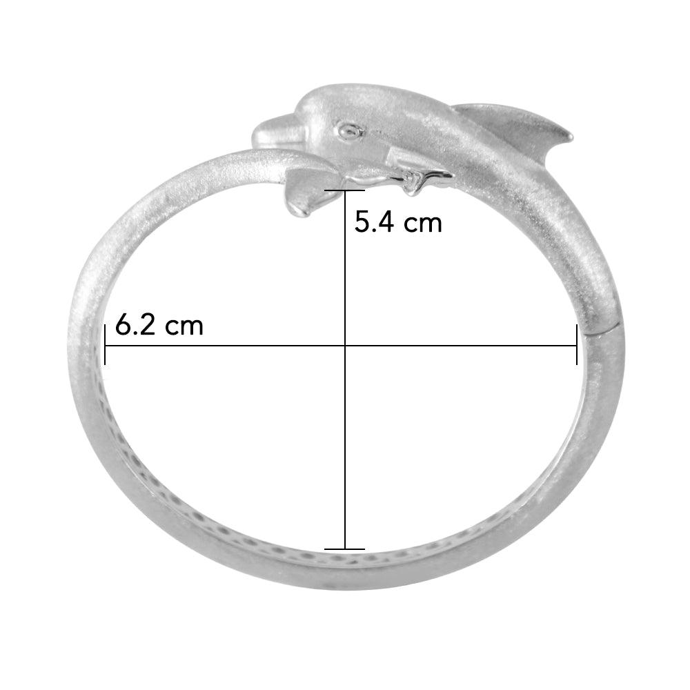Dolphins Sterling Silver Cuff Bracelet with Locking System TBA274 - Jewelry
