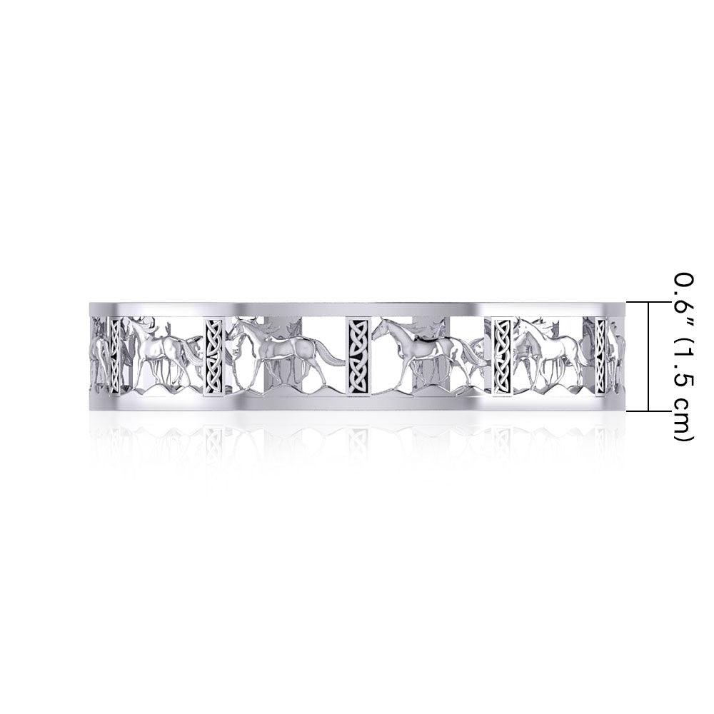 Celtic Horse Equestrian Silver Cuff Bracelet TBA277 - Jewelry