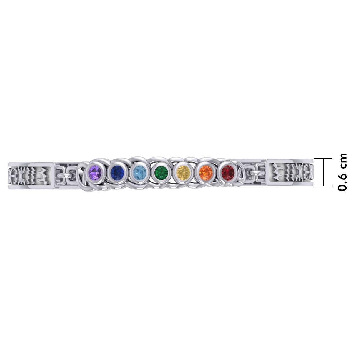 Celtic Silver Bracelet with Chakra Gemstones and Astrology Symbols TBA286 - Jewelry