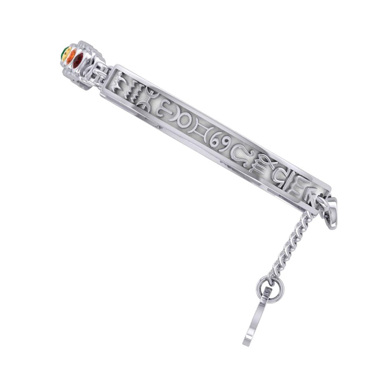 Celtic Silver Bracelet with Chakra Gemstones and Astrology Symbols TBA286 - Jewelry