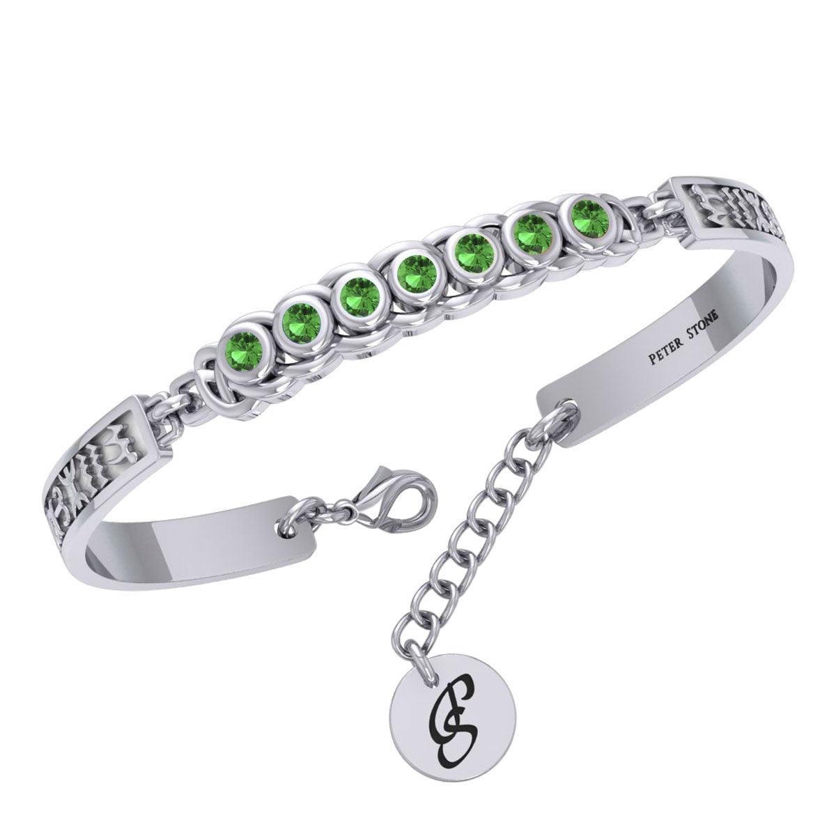 Celtic Silver Bracelet with Chakra Gemstones and Astrology Symbols TBA286 - Jewelry