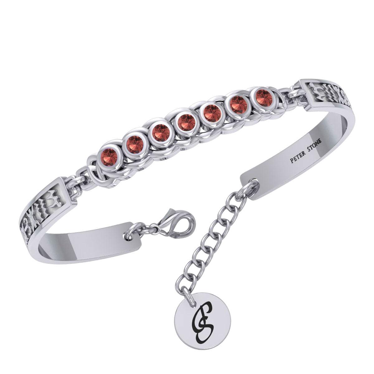 Celtic Silver Bracelet with Chakra Gemstones and Astrology Symbols TBA286 - Jewelry