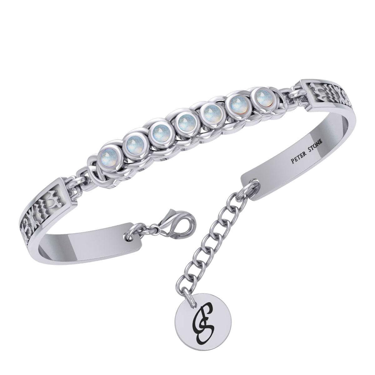 Celtic Silver Bracelet with Chakra Gemstones and Astrology Symbols TBA286 - Jewelry