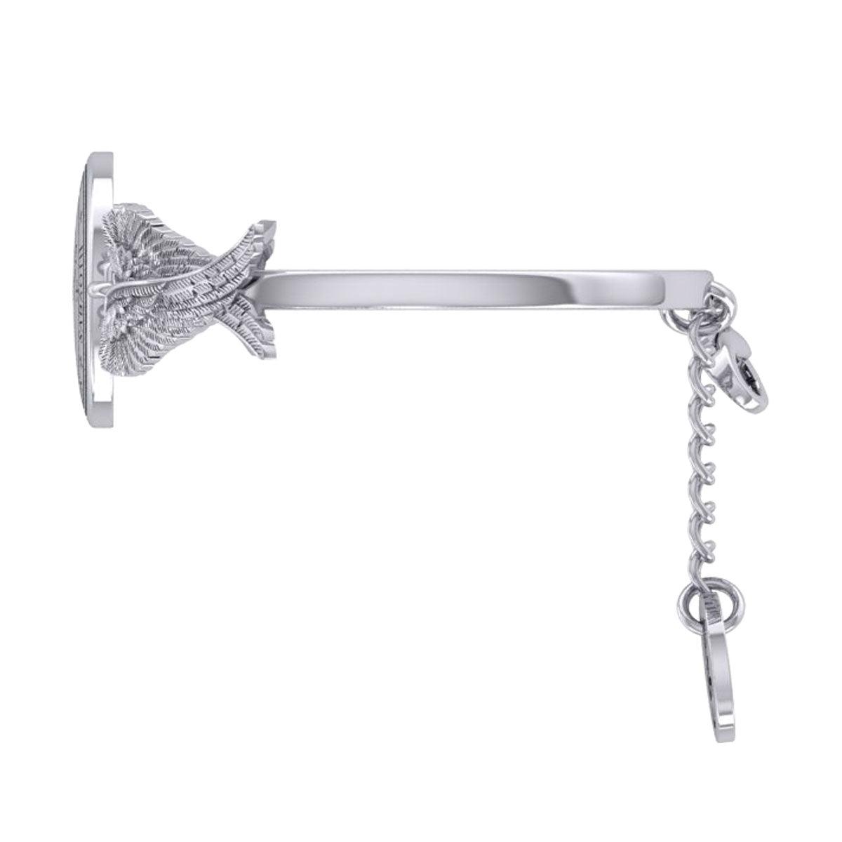 Archangel Michael Sigil and Angel Wings Silver Cuff Bracelet TBA287 - Jewelry