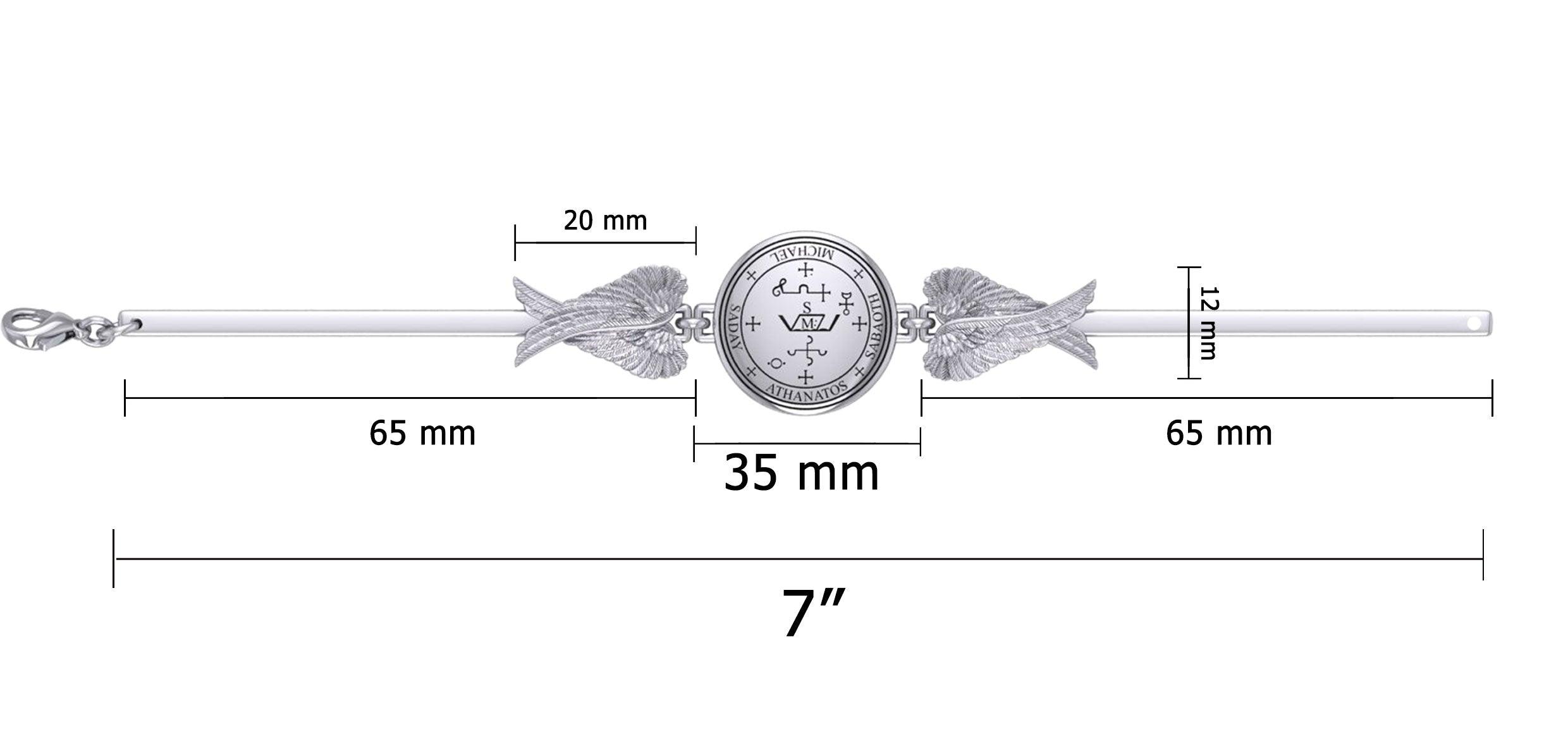 Archangel Michael Sigil and Angel Wings Silver Cuff Bracelet TBA287 - Jewelry