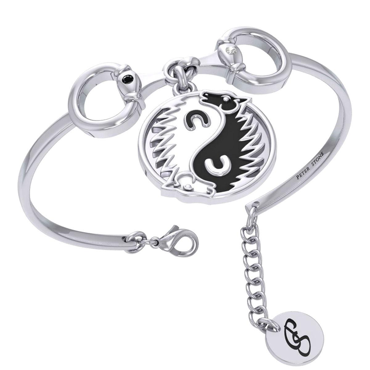 Karen Ryder Yin Yang Horse and Horse Bit Silver Cuff Bracelet TBA289 - Jewelry