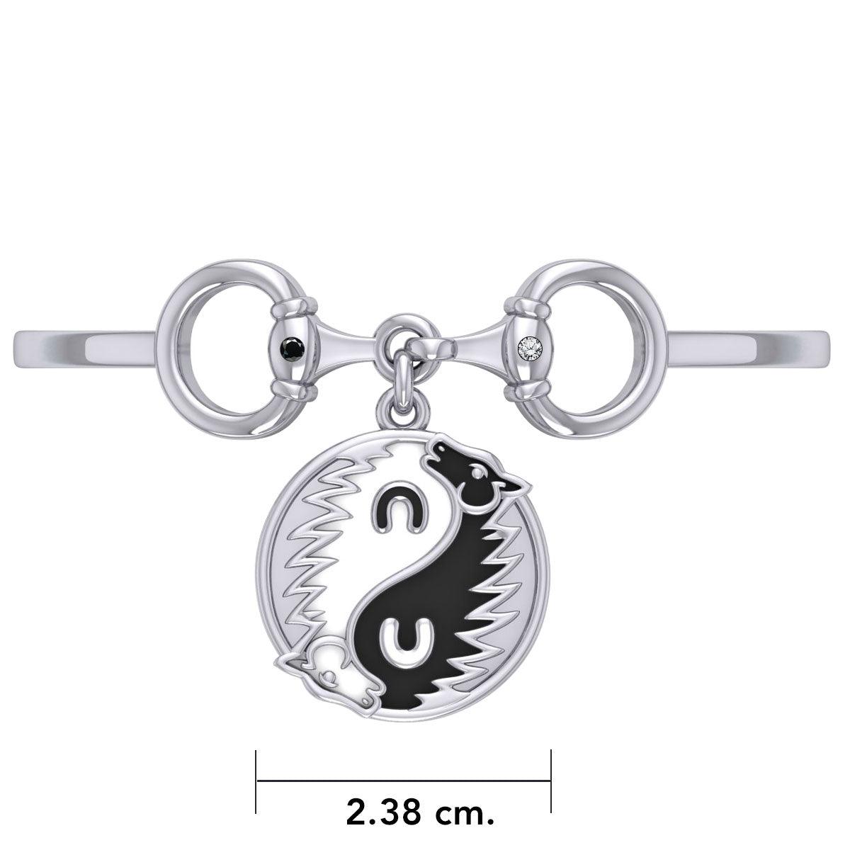 Karen Ryder Yin Yang Horse and Horse Bit Silver Cuff Bracelet TBA289 - Jewelry