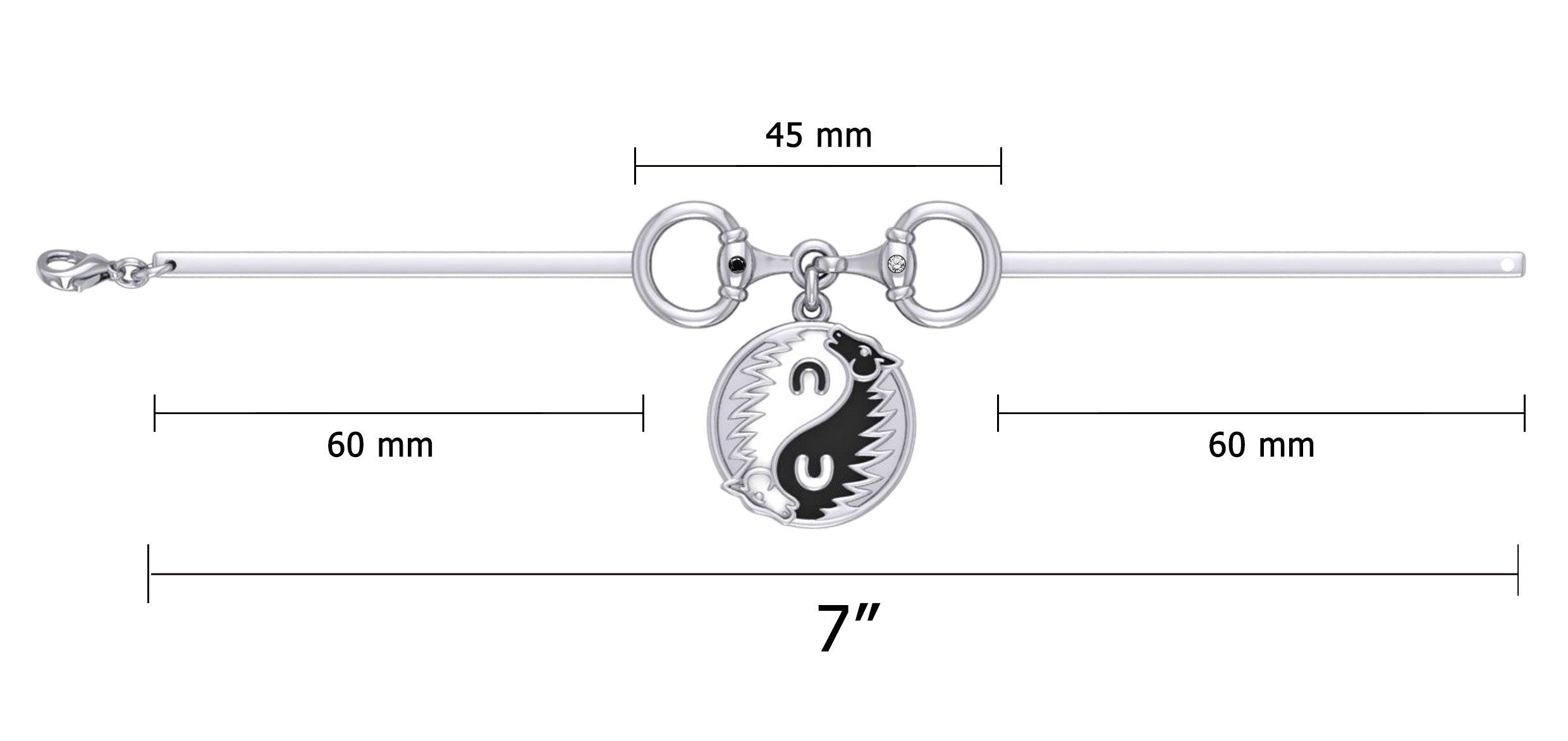 Karen Ryder Yin Yang Horse and Horse Bit Silver Cuff Bracelet TBA289 - Jewelry