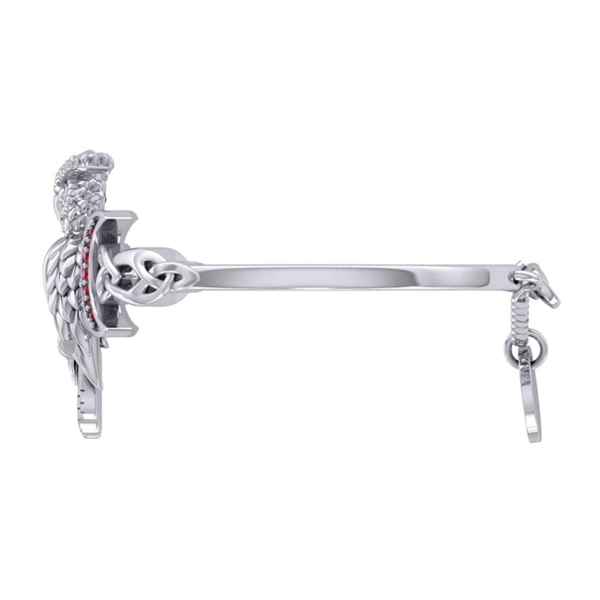 Great Horned Owl with Crescent Moon and Celtic Heart Silver Cuff Bracelet TBA290 - Jewelry