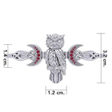 Great Horned Owl with Crescent Moon and Celtic Heart Silver Cuff Bracelet TBA290 - Jewelry