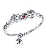 Celtic Knotwork Japanese Ayatori Love Silver Cuff Bracelet with Gem TBA296 - Jewelry