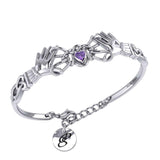 Celtic Knotwork Japanese Ayatori Love Silver Cuff Bracelet with Gem TBA296 - Jewelry