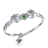 Celtic Knotwork Japanese Ayatori Love Silver Cuff Bracelet with Gem TBA296 - Jewelry