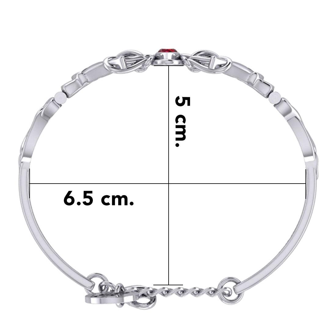 Celtic Knotwork Japanese Ayatori Love Silver Cuff Bracelet with Gem TBA296 - Jewelry