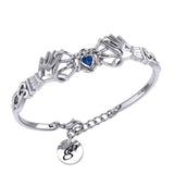 Celtic Knotwork Japanese Ayatori Love Silver Cuff Bracelet with Gem TBA296 - Jewelry