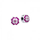 Colored Flower Silver Bead TBD090