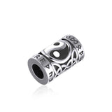 Yin Yang in Circle with Rune Symbol and Celtic Accented Silver Bead TBD370 - Jewelry