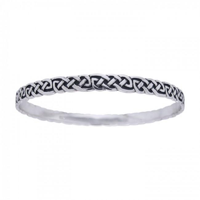 Celtic Knotwork Silver Bangle Bracelet TBG035 - Jewelry