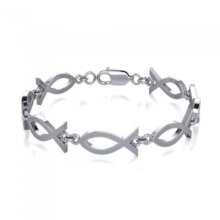 Religious Fish Silver Bracelet TBG143 - Jewelry
