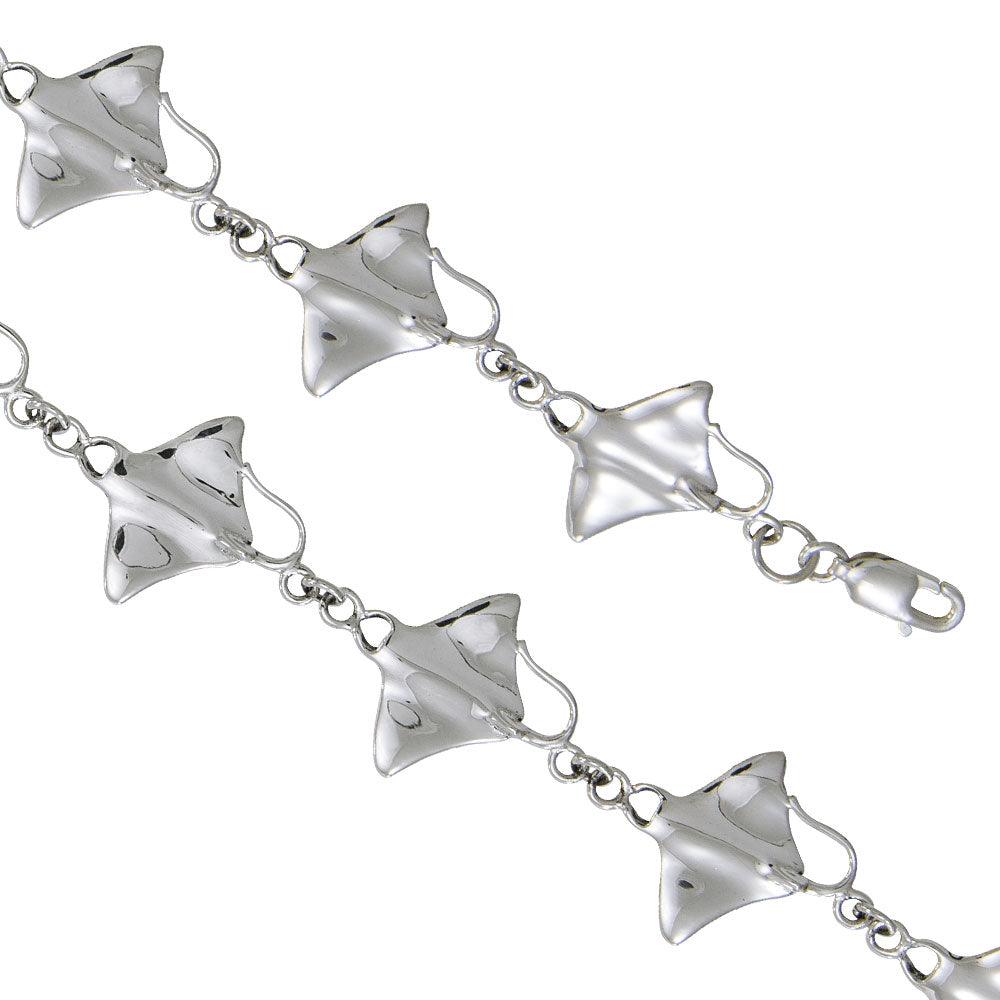 Manta Ray Sterling Silver Link Bracelet TBG327-DD - Jewelry