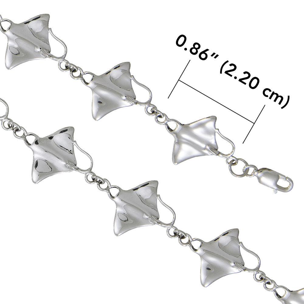 Manta Ray Sterling Silver Link Bracelet TBG327-DD - Jewelry