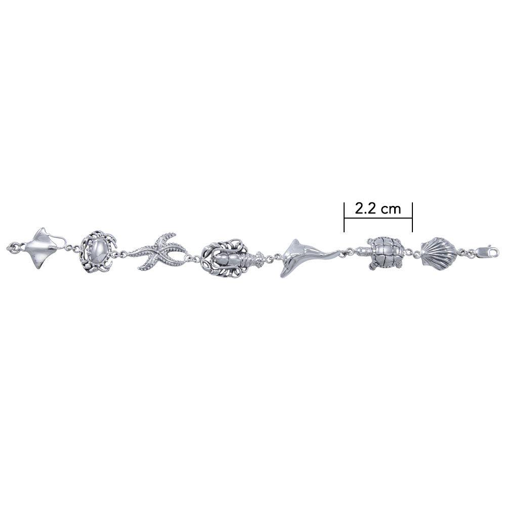 Breathing in the Sealife ~ Sterling Silver Jewelry Link Bracelet TBG352 - Jewelry