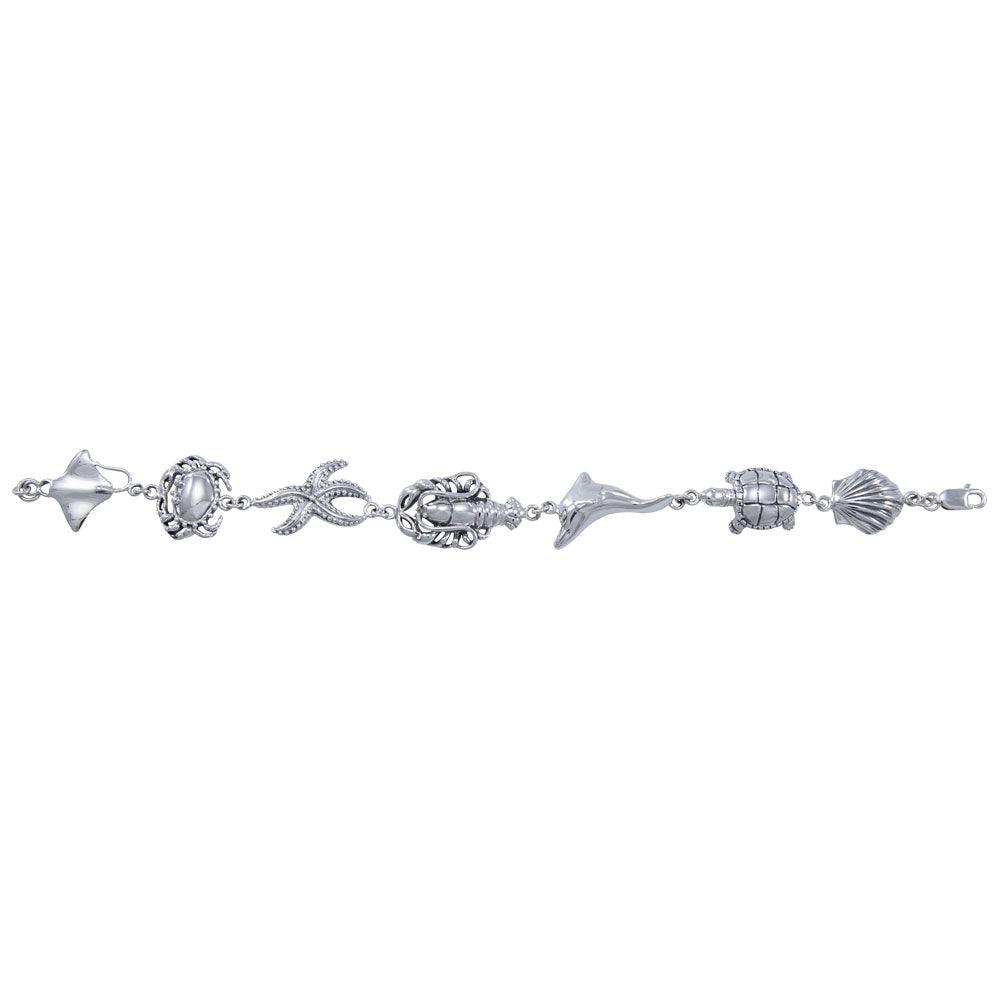 Breathing in the Sealife ~ Sterling Silver Jewelry Link Bracelet TBG352 - Jewelry