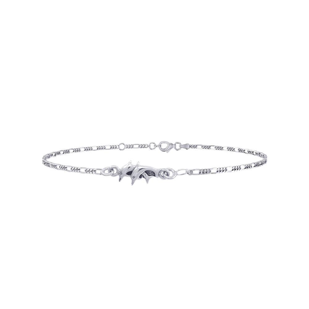 Twin Dolphins Silver Anklet TBG374 - Jewelry
