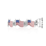 Silver American Flag with Enamel Link Bracelet TBG399 - Jewelry