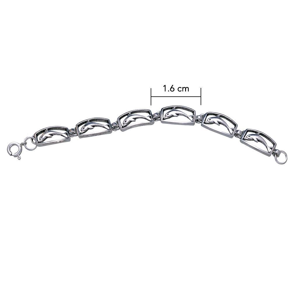 Dolphins in Rectangles Silver Bracelet TBG449 - Jewelry