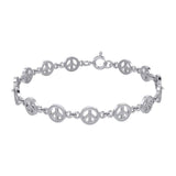 Peace Symbol Sterling Silver Bracelet TBG653