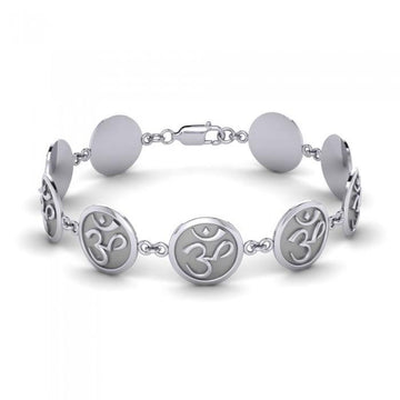 Manifest the Spiritual Link ~ OM Sterling Silver Link Bracelet TBG712 - Jewelry
