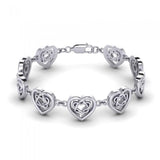 Celtic Knotwork and Hearts Sterling Silver Bracelet TBG737
