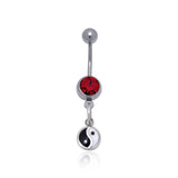 Yin Yang Silver Gemstone Belly Button Ring TBJ008 - Jewelry