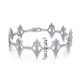 Goddess in Diamond Frame Silver Link Bracelet TBL392 - Jewelry