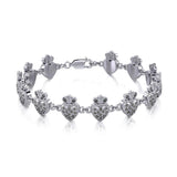 Sterling Silver Heart with Marcasite Link Bracelet TBL395