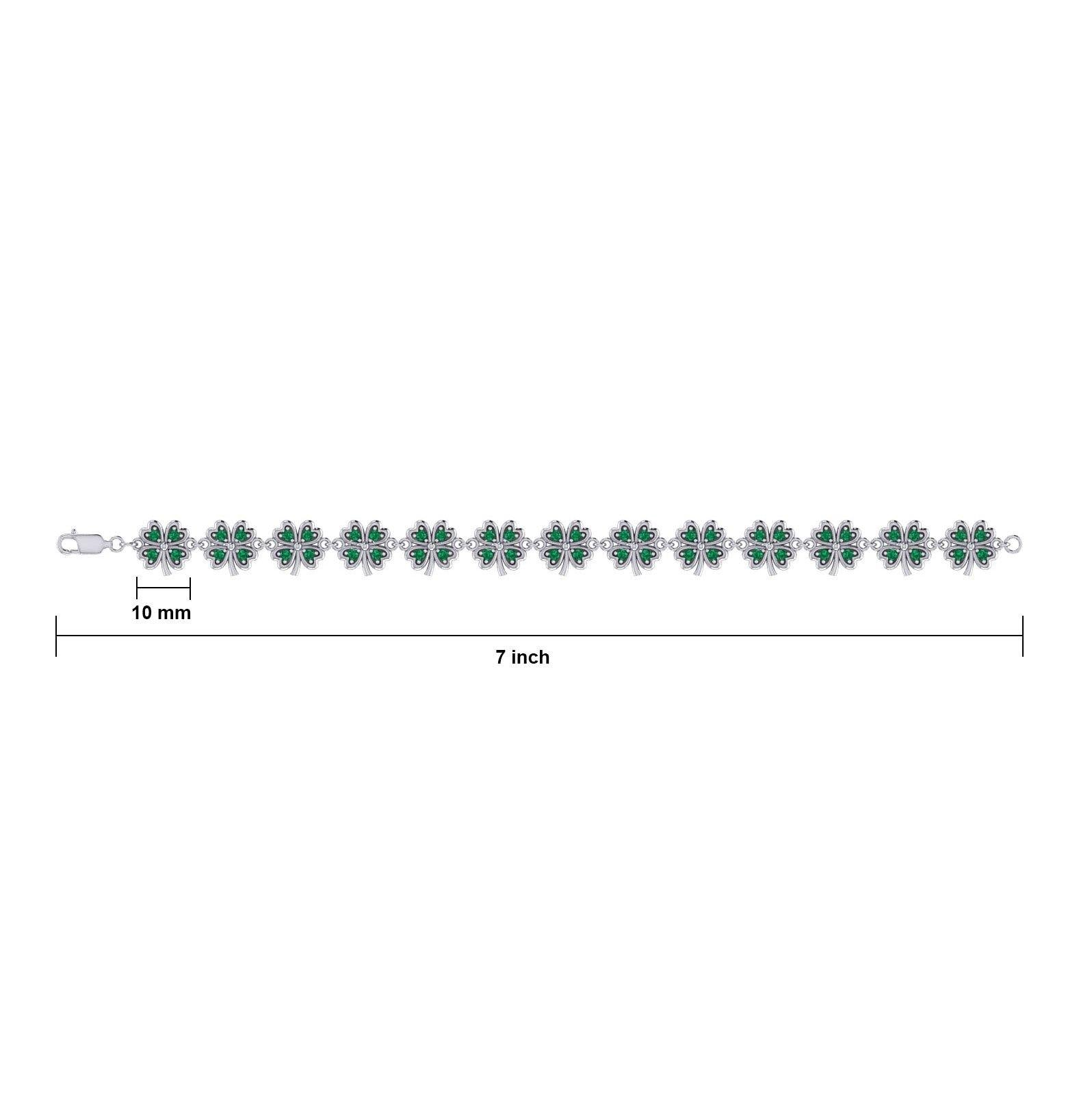 Lucky Gemstones Four Leaf Clover Silver Link Bracelet TBL396 - Jewelry