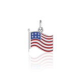 Silver American Flag with Enamel Charm TC712 - Jewelry