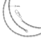 Fine Sterling Silver Rope Chain TCH023 - Jewelry