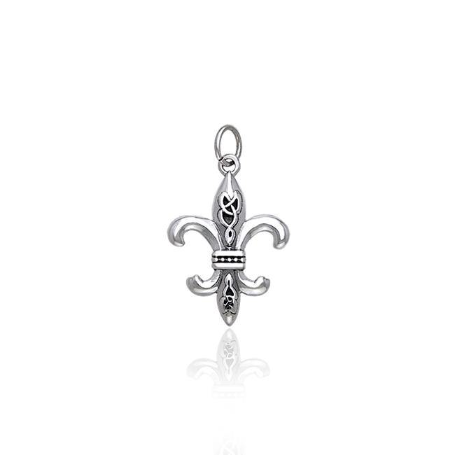 Fleur De Lis with Celtic Knot Silver Charm TCM031 - Jewelry