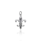 Fleur De Lis with Celtic Knot Sterling Silver Charm TCM031