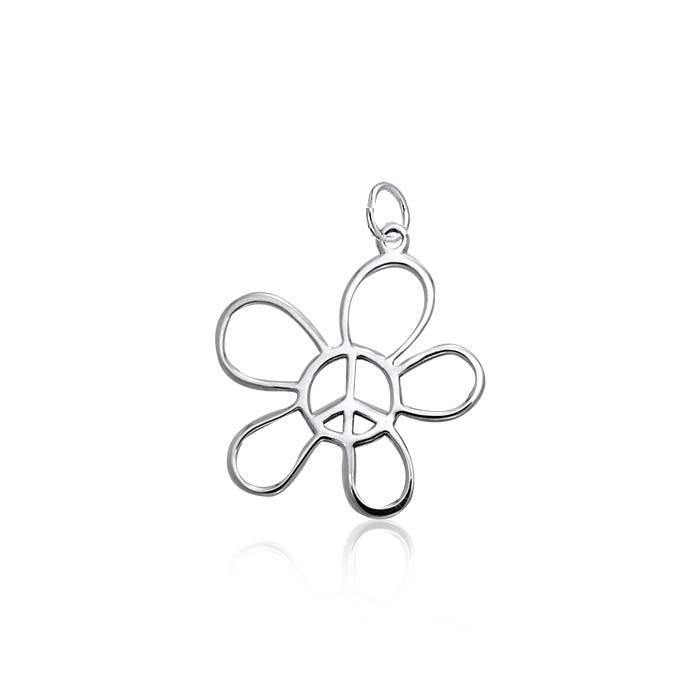 Flower Peace Silver Charm TCM398 - Jewelry