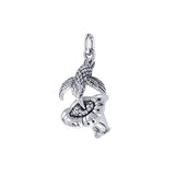 Hummingbird Suspended in Flight and Sweet Flowers Nectar Shimmering in Sterling Silver Charm TCM632