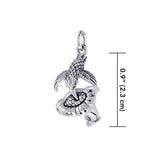 Hummingbird Suspended in Flight and Sweet Flowers Nectar Shimmering in Sterling Silver Charm TCM632 - Jewelry