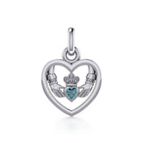 Claddagh in Heart Silver Charm with Gemstone TCM666 - Jewelry