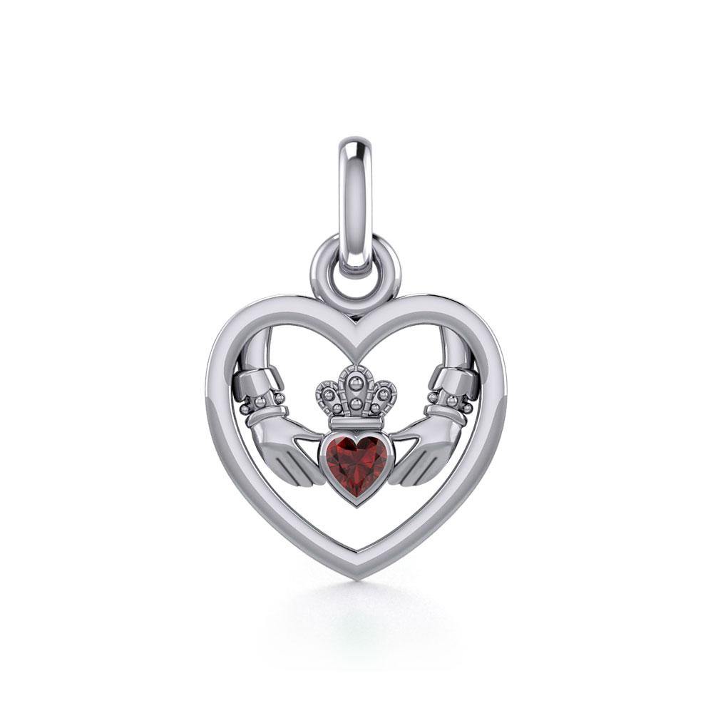 Claddagh in Heart Silver Charm with Gemstone TCM666 - Jewelry